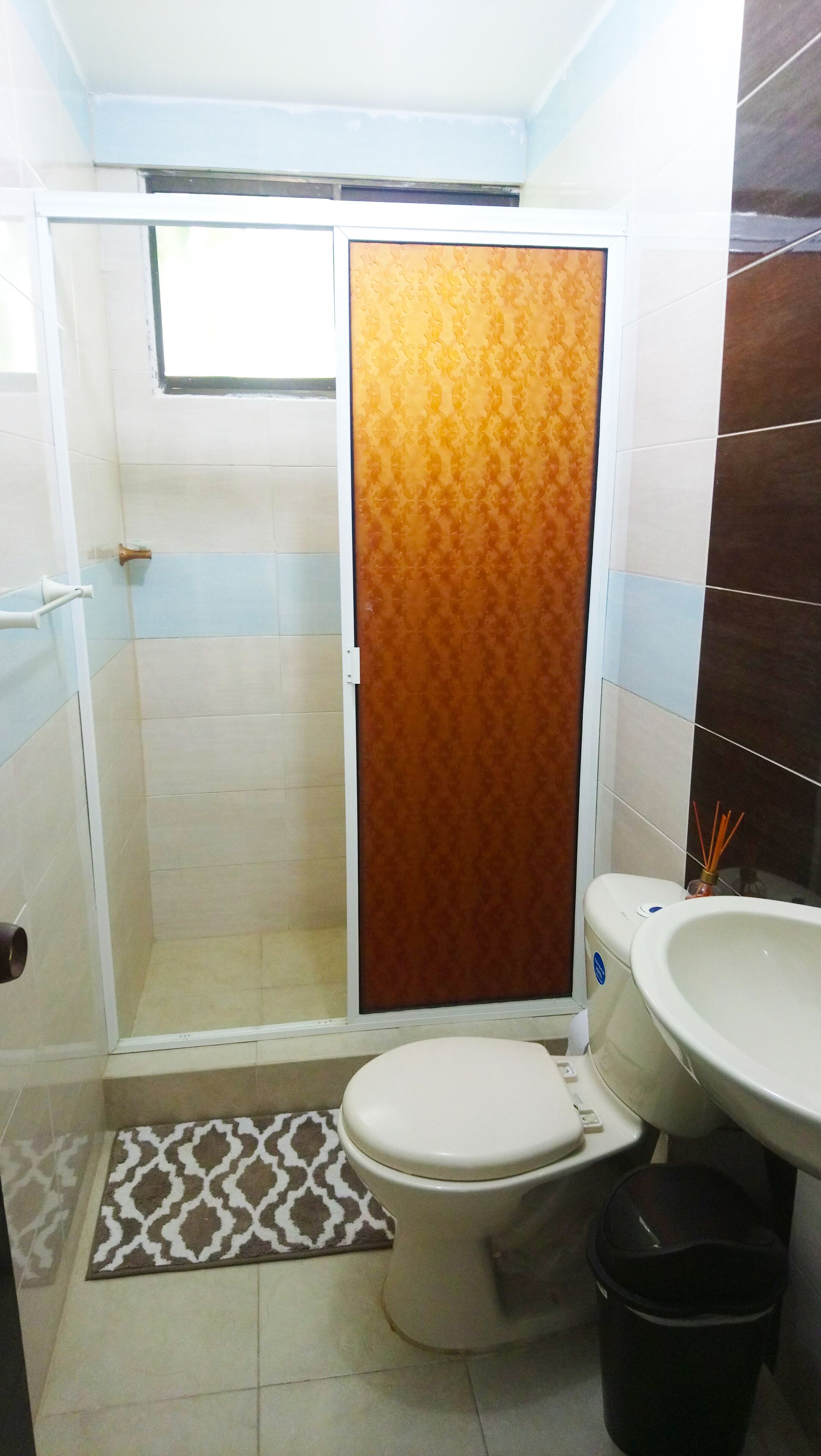 Shower, bidet, towels, soap