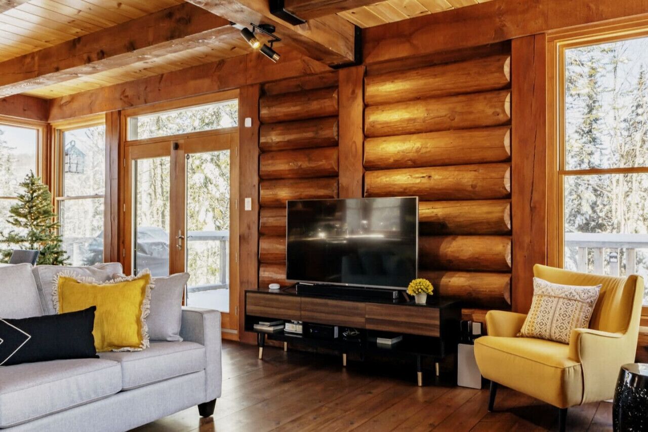 TV connectée, cheminée, chaîne hi-fi