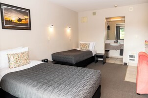 Twin Studio | Desk, blackout drapes, soundproofing, iron/ironing board