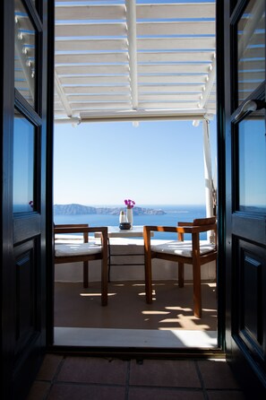 Deluxe Studio (Caldera View) | View from room - Afroessa Hotel by Caldera Houses (Santorini)