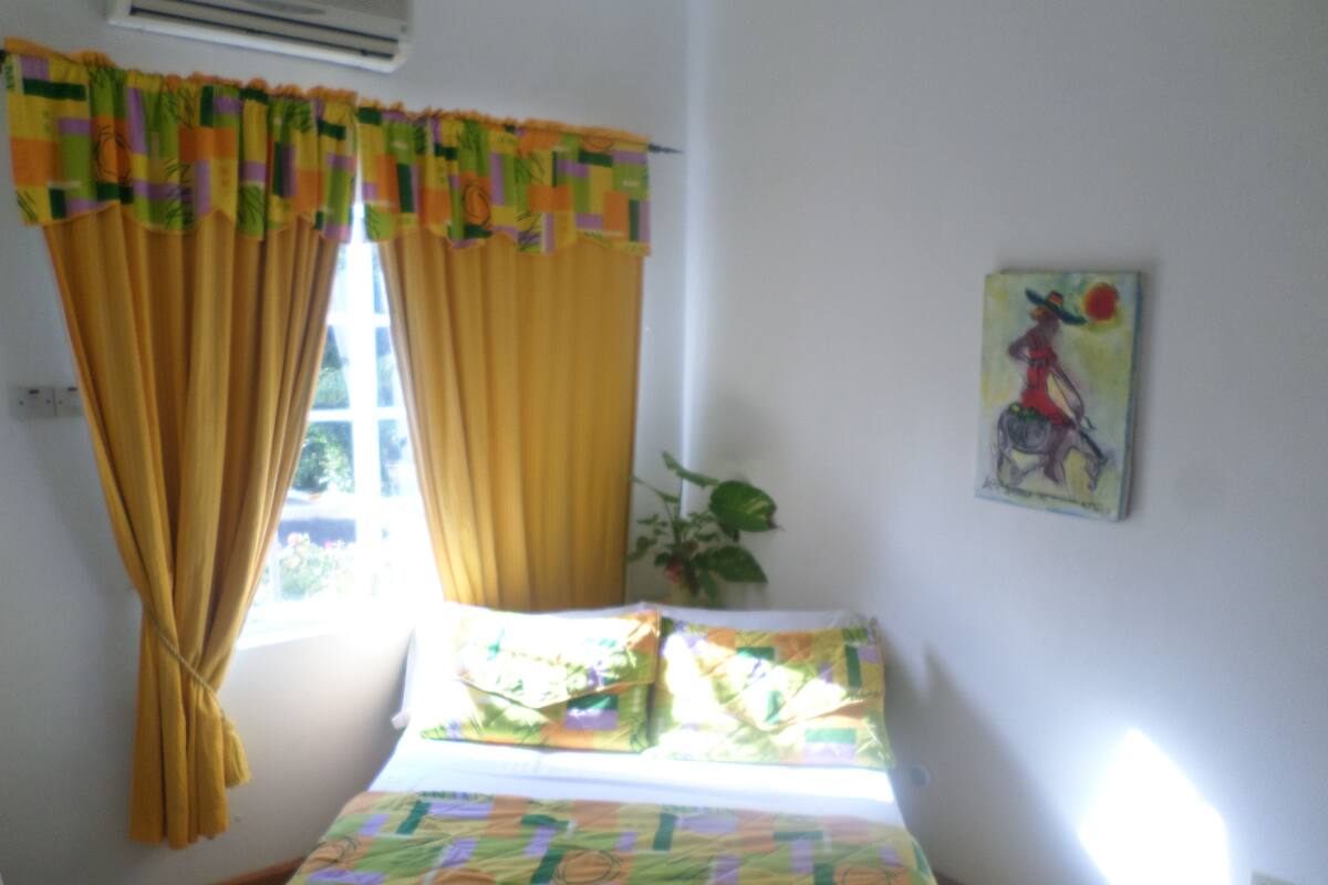 Premium bedding, down comforters, desk, blackout drapes