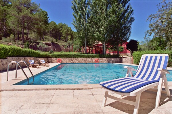 Outdoor pool, pool loungers