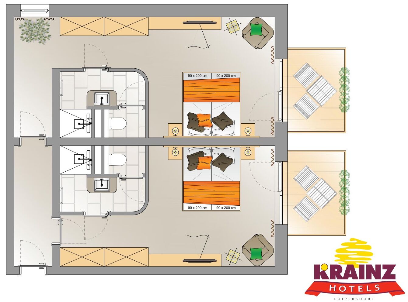 2 superior double rooms with connecting door | minibar, in-room safe, desk, blackout curtains