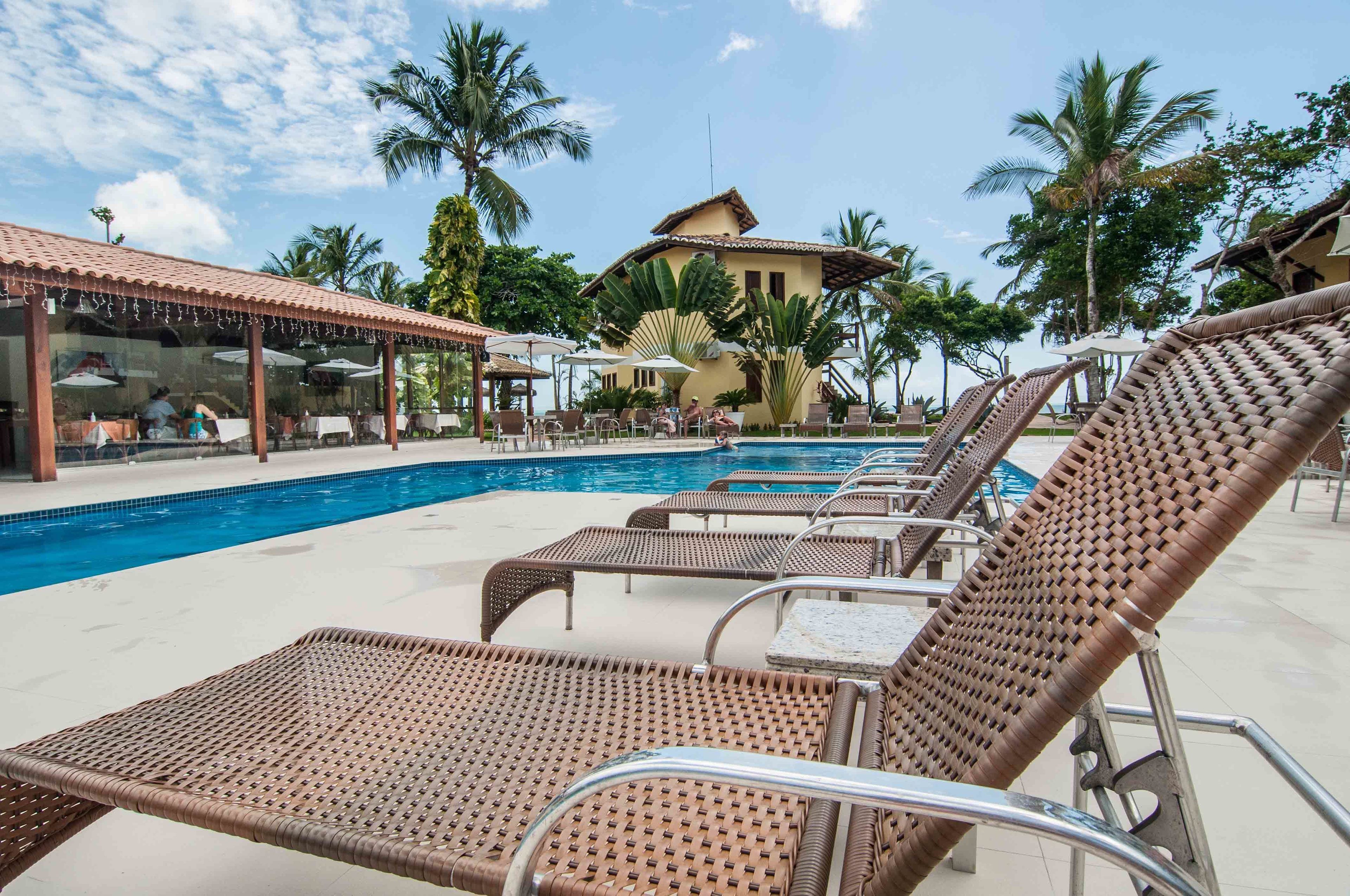 Outdoor pool, pool loungers