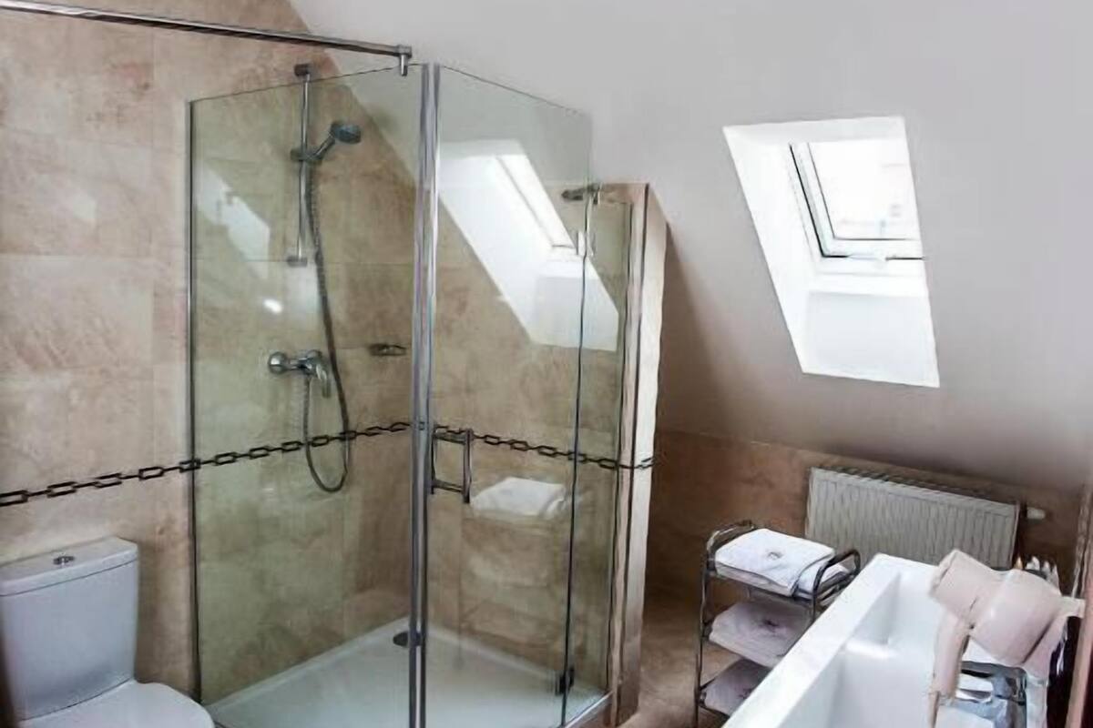 free toiletries, hair dryer, towels, soap