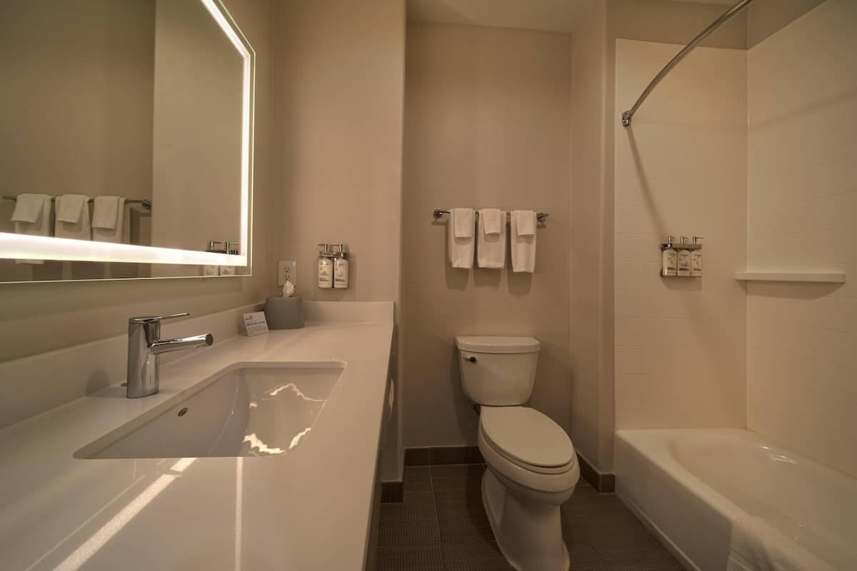 Bathroom | Combined shower/tub, hair dryer, towels