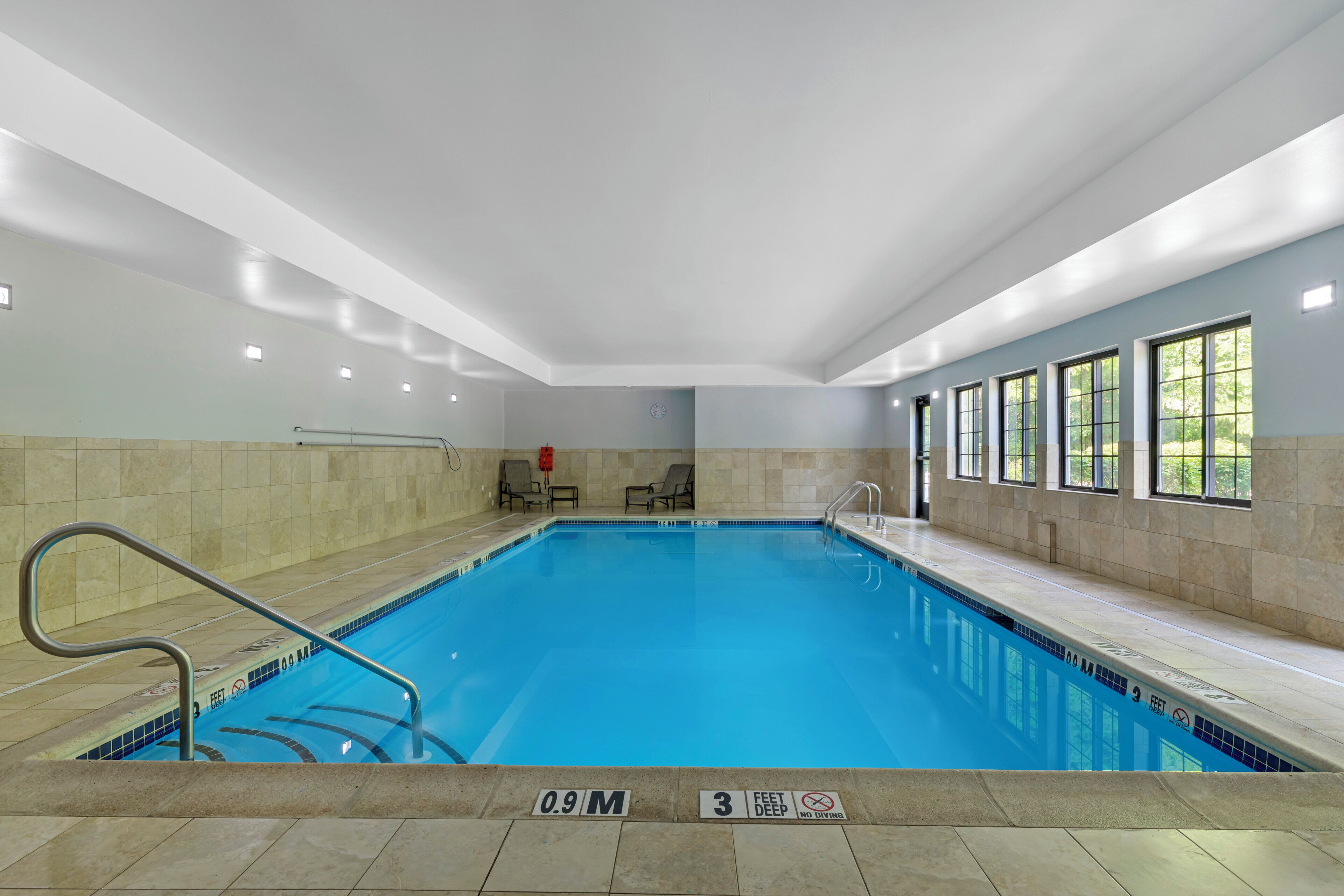 Indoor pool, open 8 AM to 10:00 PM, sun loungers