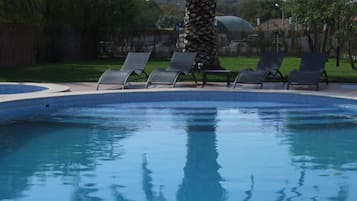 Outdoor pool, pool loungers