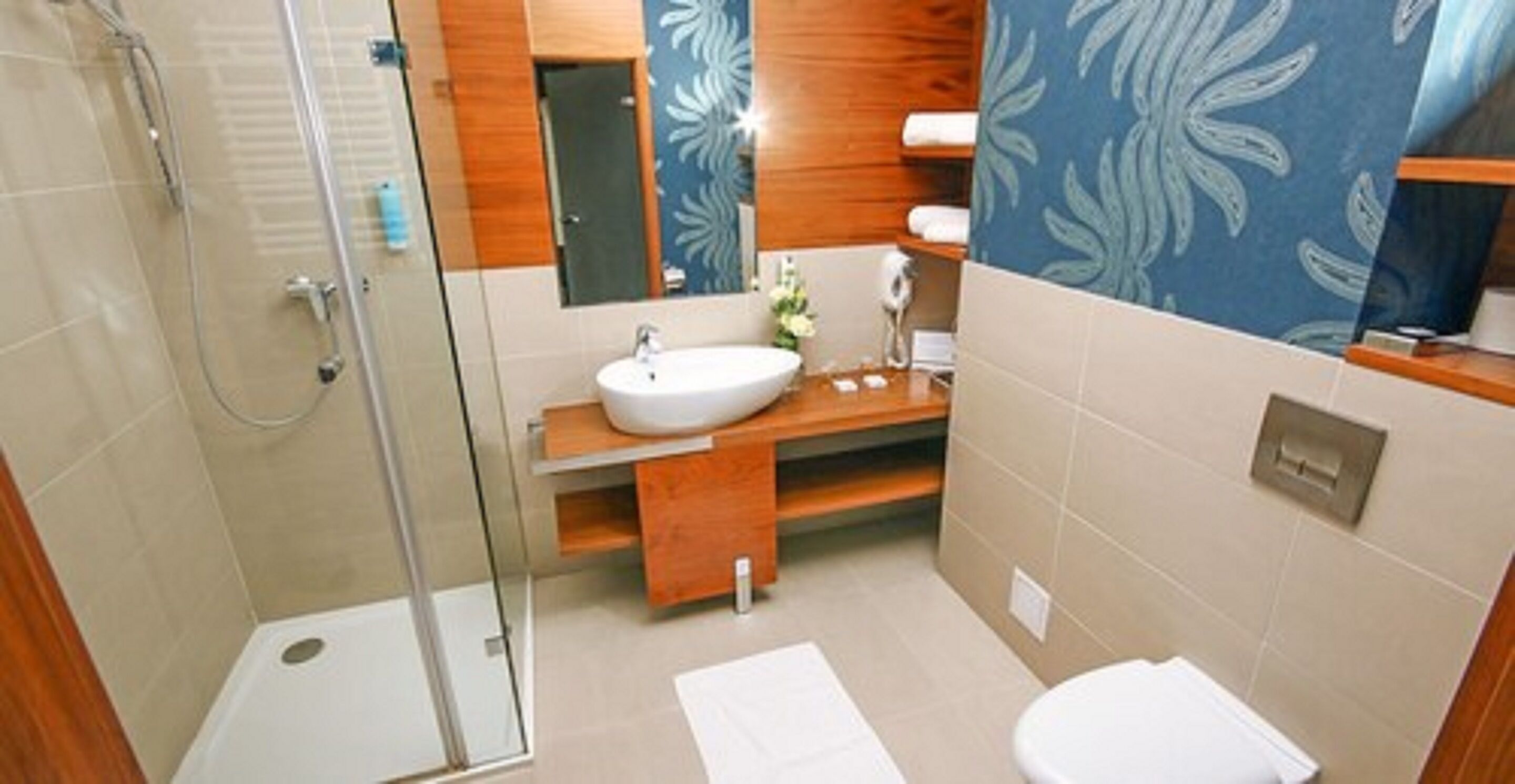 deluxe room | bathroom | shower, free toiletries, hair dryer, bathrobes