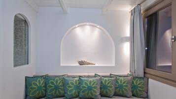 Duplex Suite with Caldera View | Living room | 32-inch LED TV with satellite channels, TV