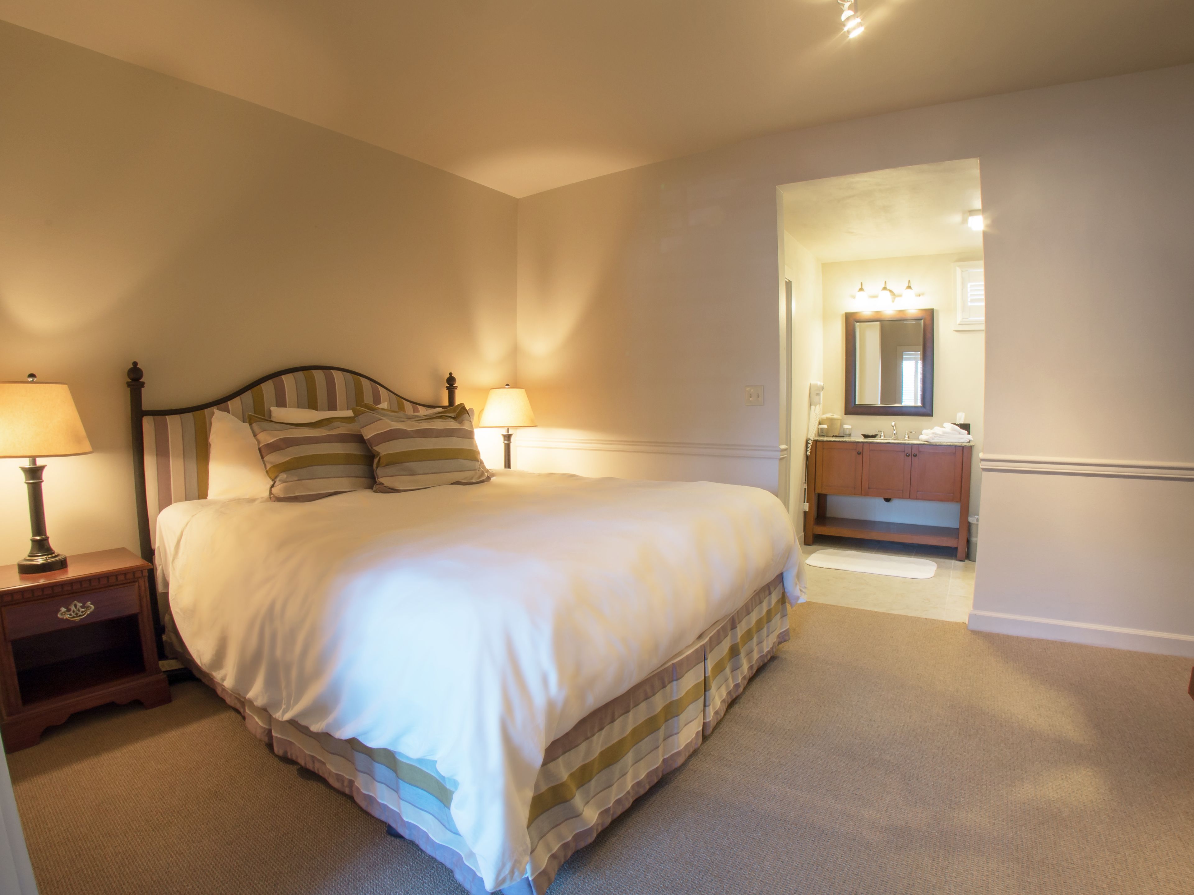 pillow-top beds, desk, laptop workspace, iron/ironing board