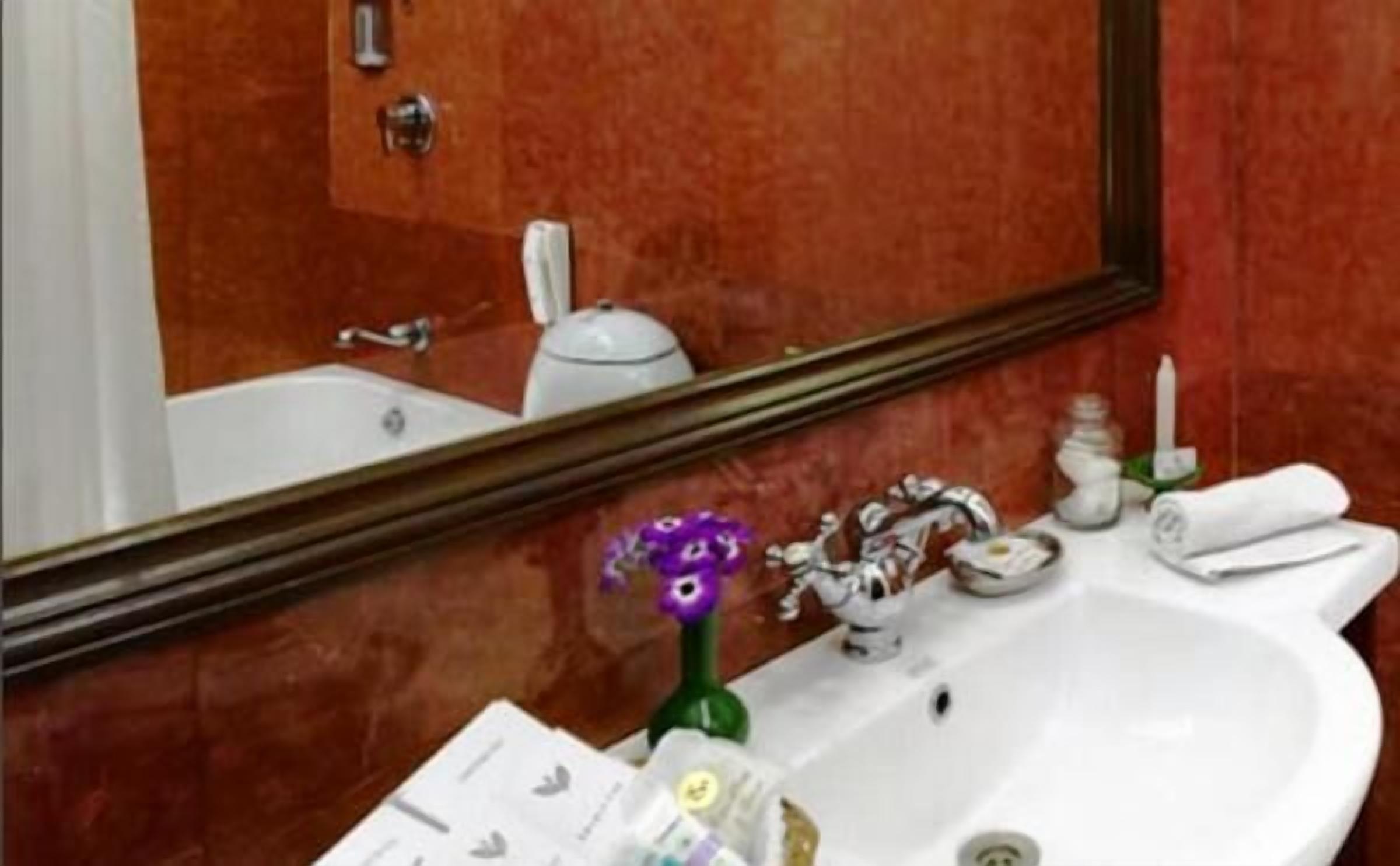 combined shower/bathtub, free toiletries, towels