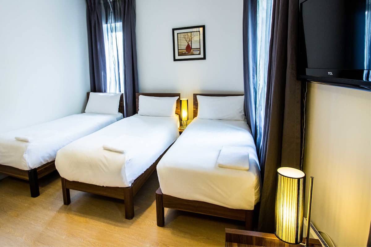 Three Bedded Apartment | Blackout drapes, iron/ironing board, free WiFi