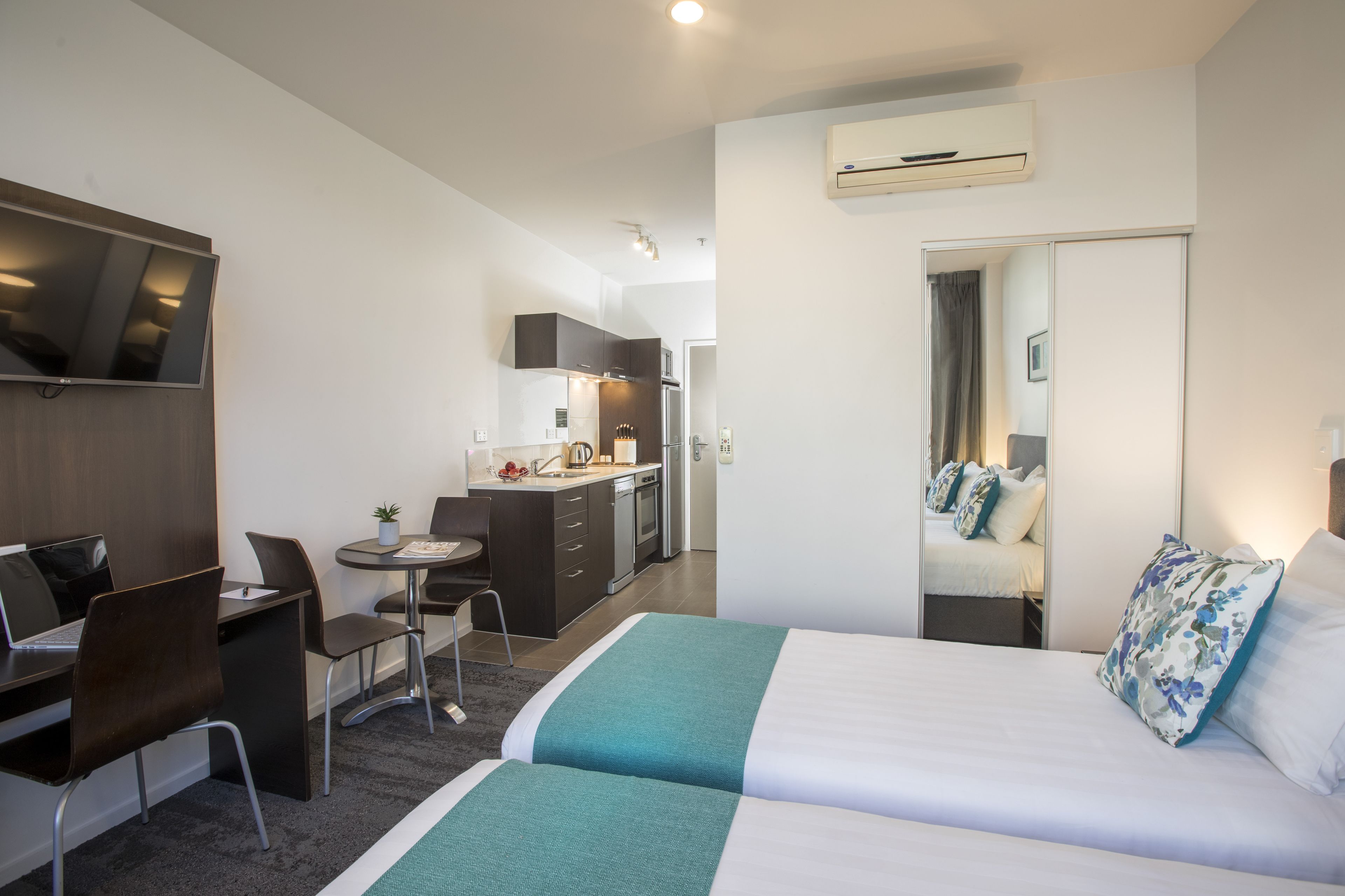 select comfort beds, individually decorated, individually furnished