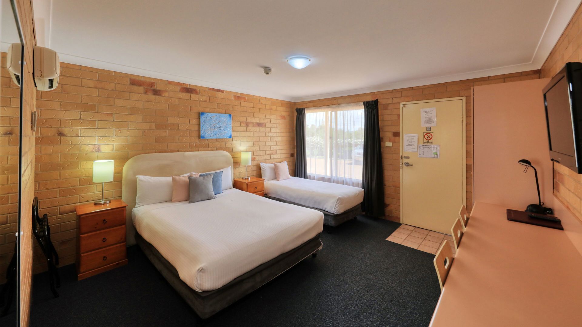 Individually decorated, individually furnished, desk, laptop workspace