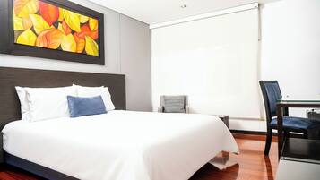 Hypo-allergenic bedding, down duvets, memory-foam beds, minibar