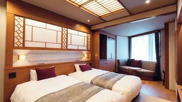 Modern Japanese Style Room with Twin Bed, Non Smoking | In-room safe, desk, free WiFi, bed sheets