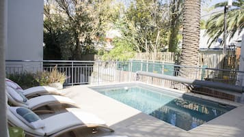 Outdoor pool, pool loungers