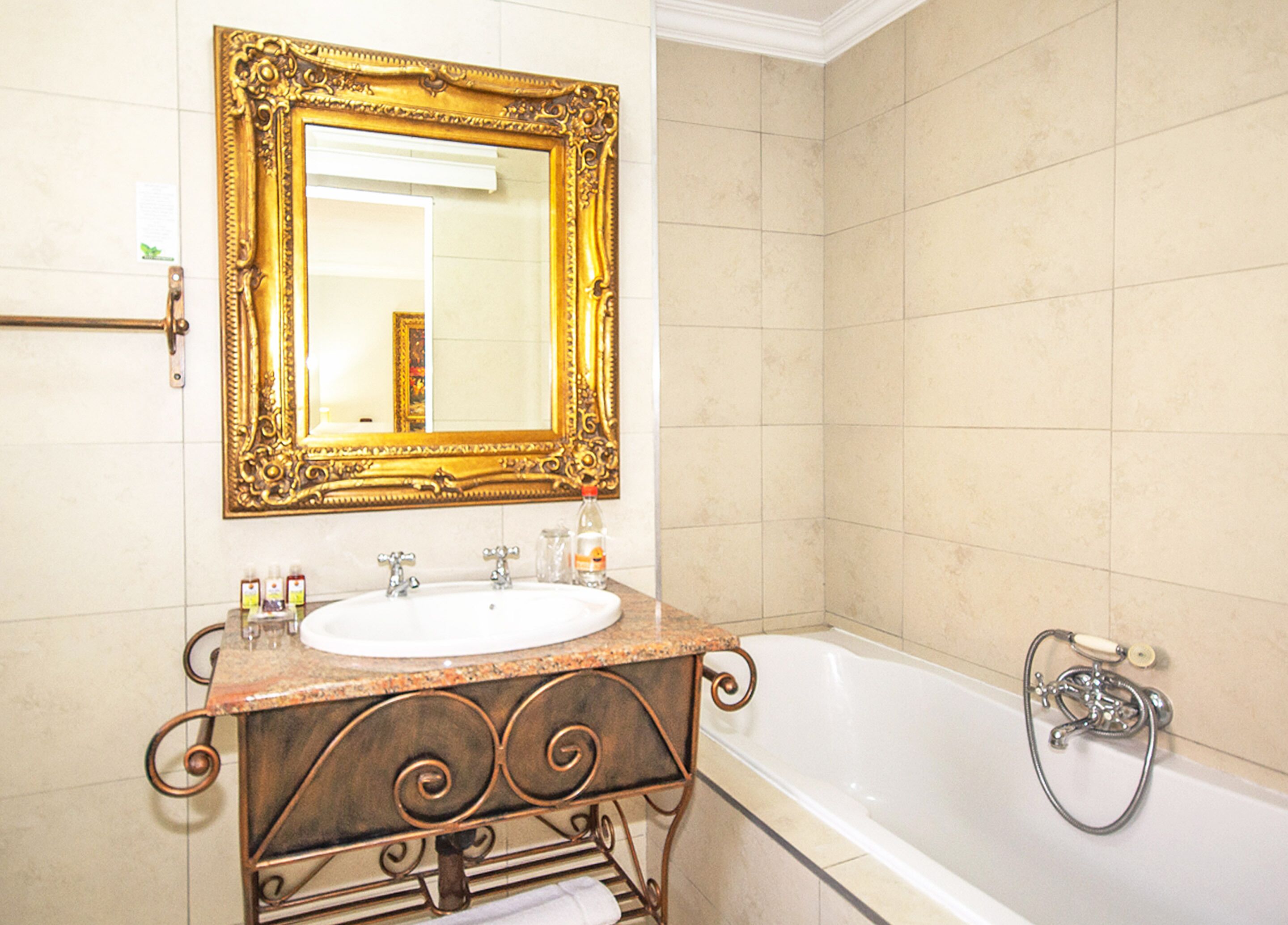 free toiletries, hair dryer, towels