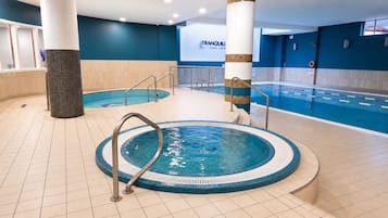 Indoor pool, open 6:00 AM to 10:00 PM, lifeguards on site