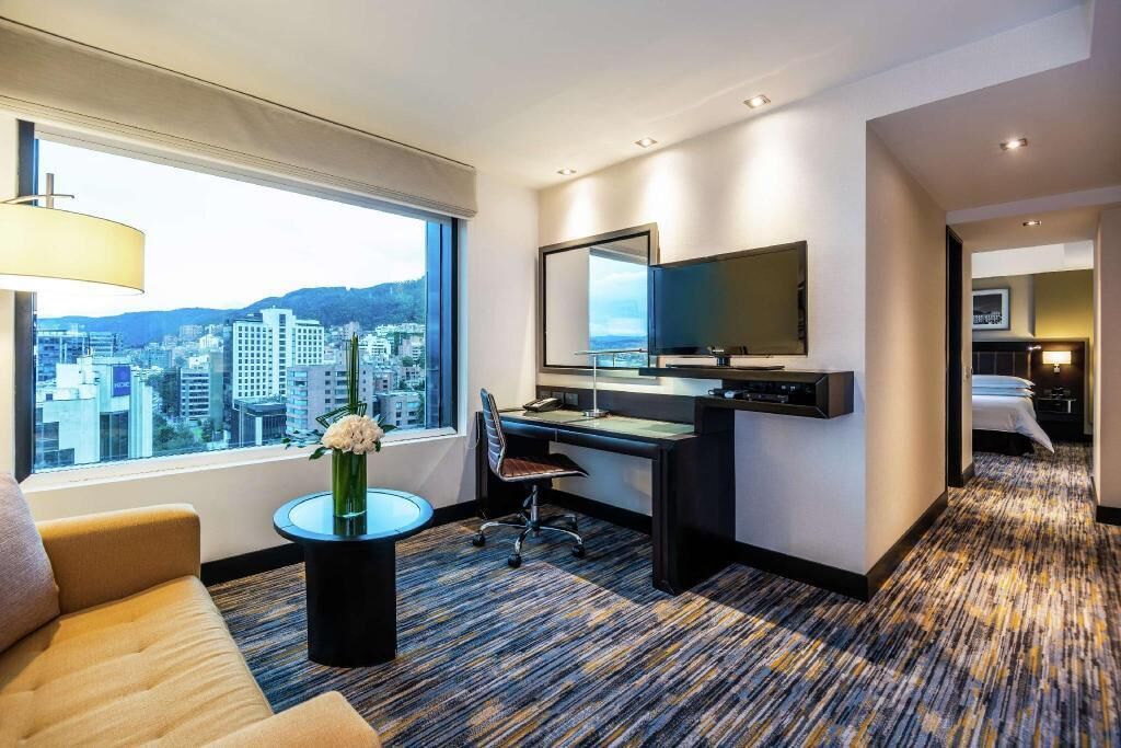 In-room safe, desk, laptop workspace, soundproofing