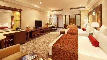 Junior Suite, 2 Double Beds | Premium bedding, in-room safe, desk, blackout drapes