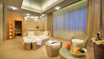 Sauna, hot tub, steam room, massages
