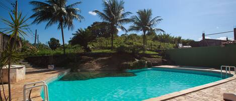 Outdoor pool, sun loungers