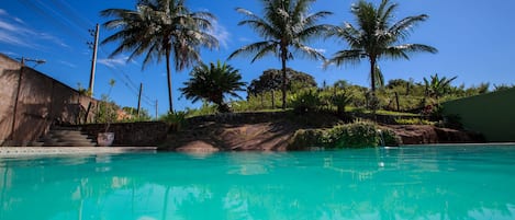 Outdoor pool, sun loungers