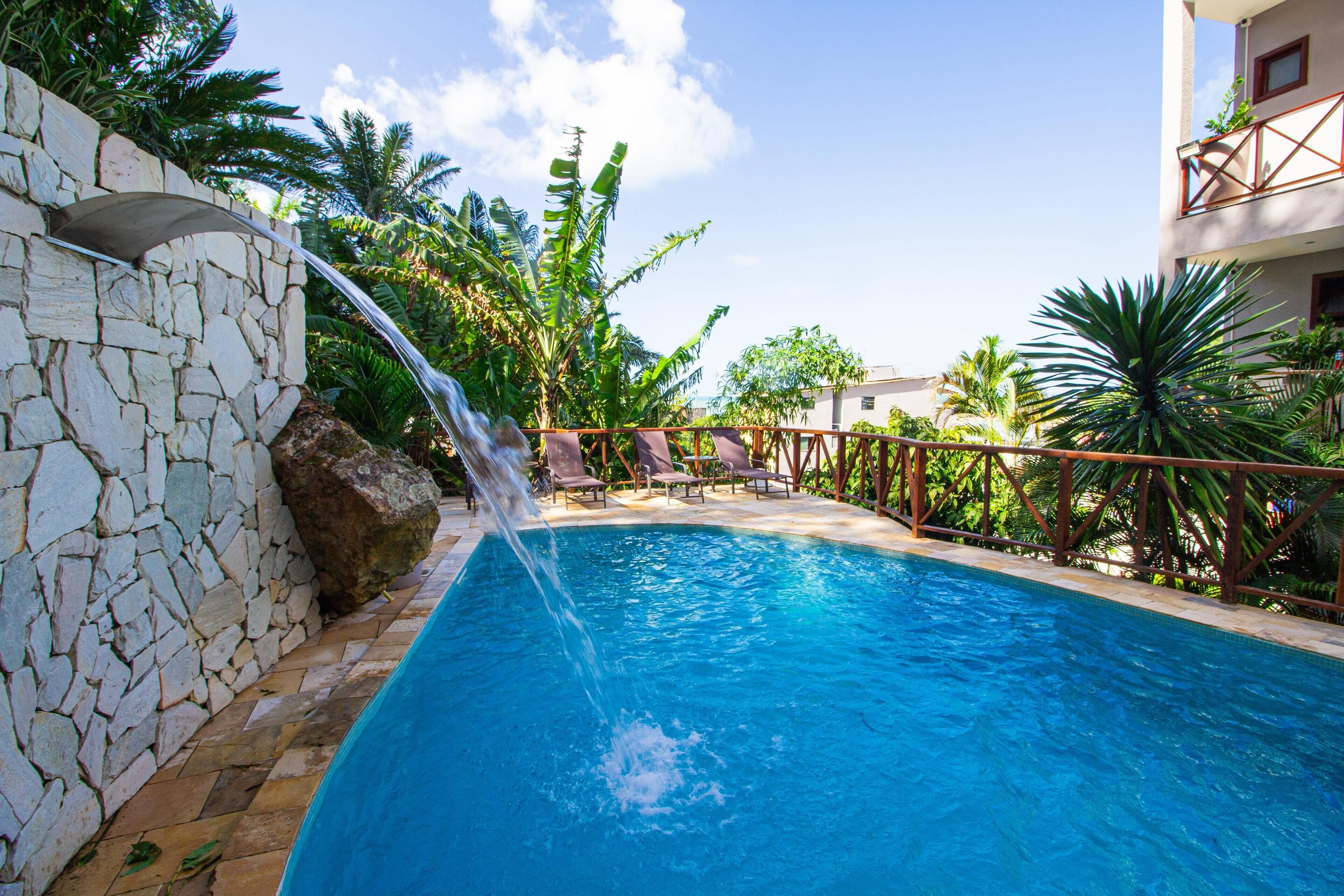 Outdoor pool, sun loungers