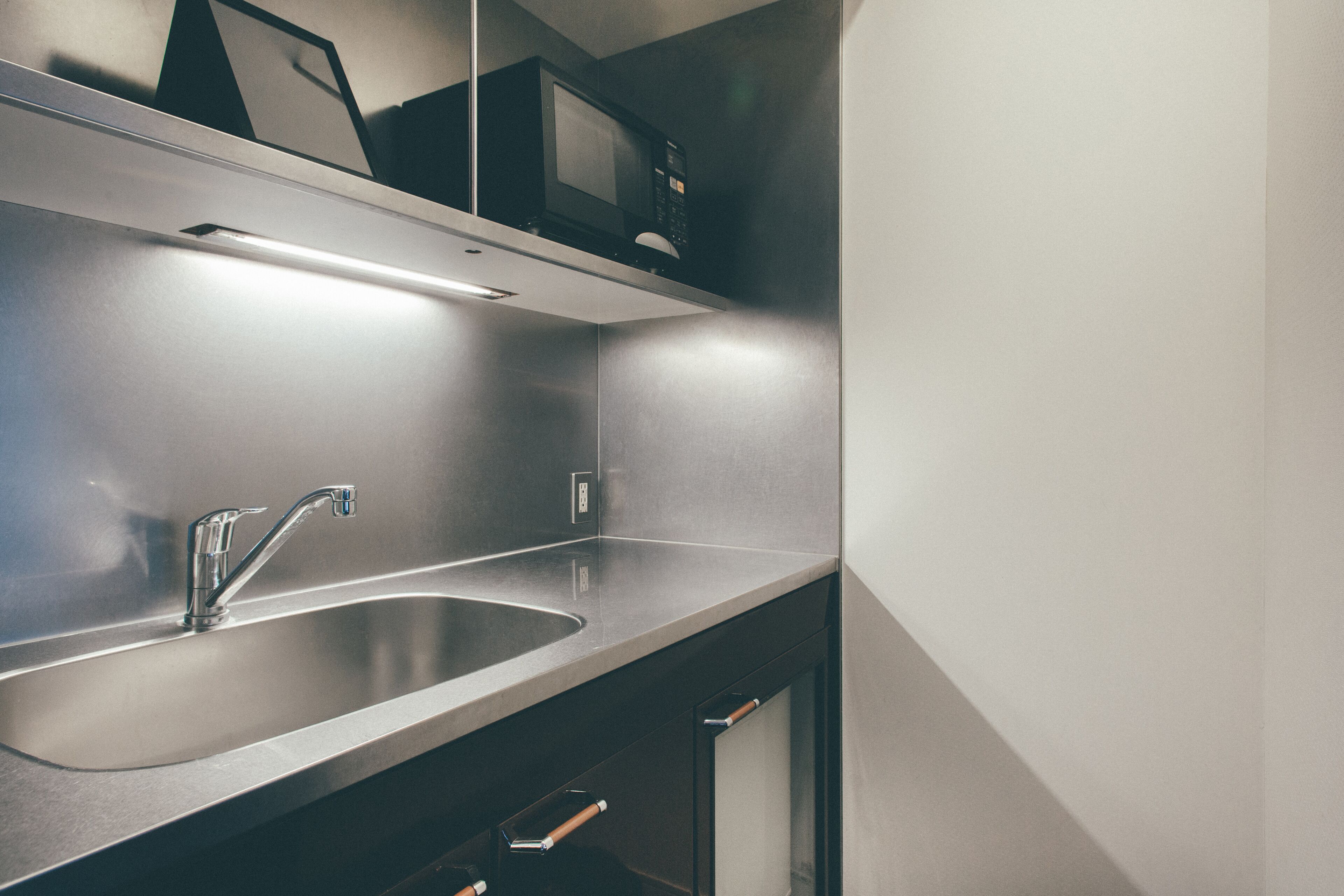 Fridge, microwave, coffee/tea maker