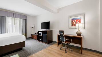 Suite, 1 cama King size y sofá cama, para no fumadores | Escritorio, espacio para trabajar con laptop y cortinas blackout