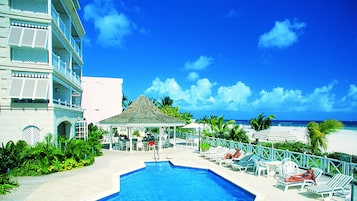 Outdoor pool, pool loungers