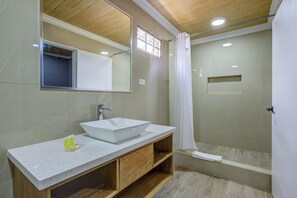 Shower, hair dryer, towels - Airport Suites Hotel (Piarco)