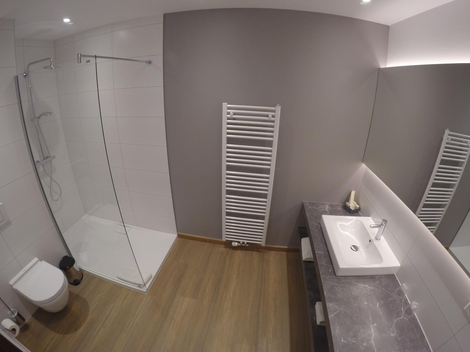 free toiletries, hair dryer, towels