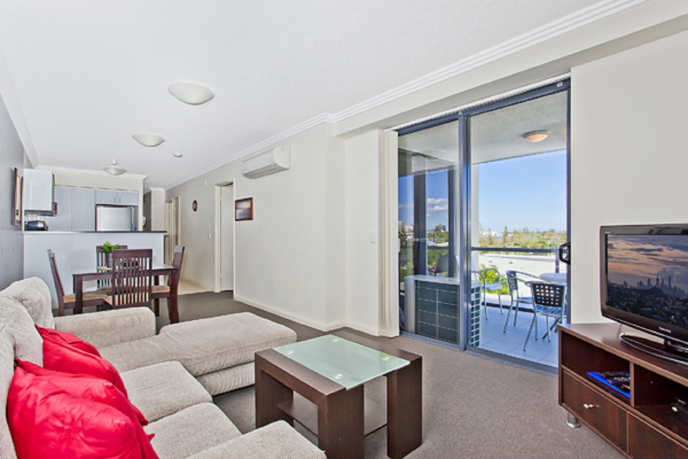 Flat-screen TV, DVD player