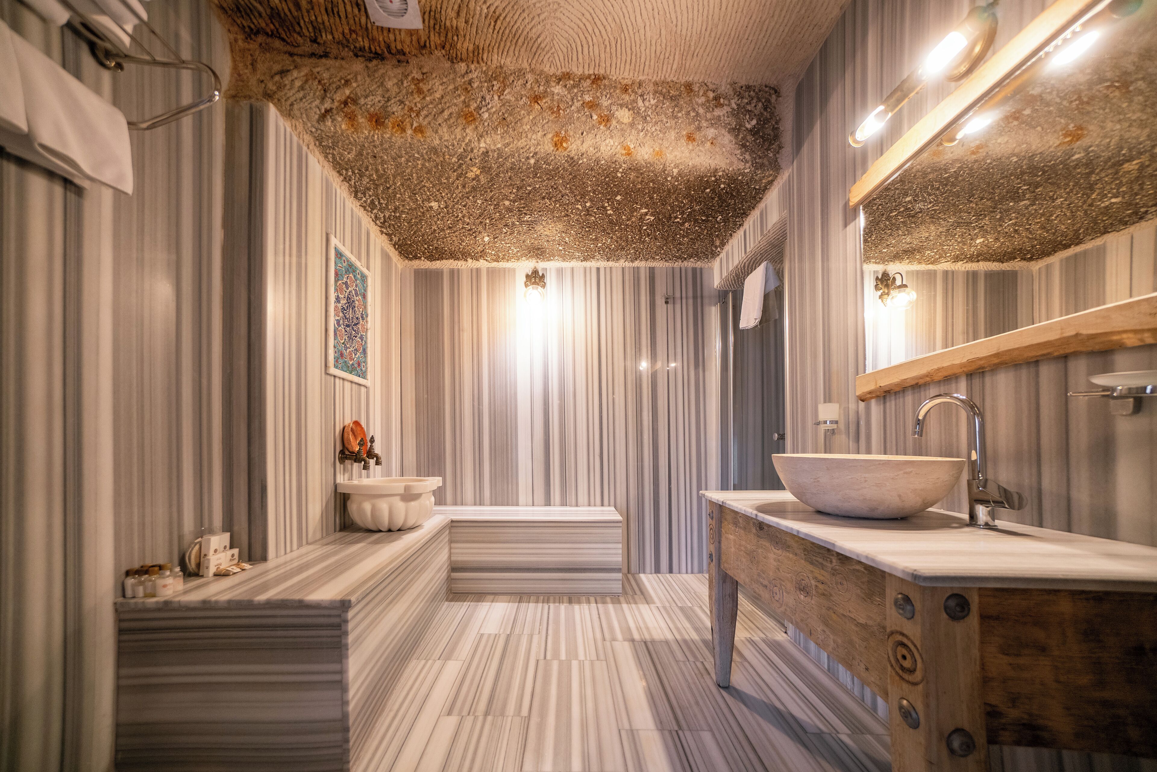 Suite | Bathroom | Designer toiletries, hair dryer, bathrobes, slippers