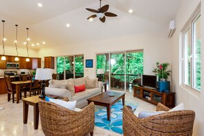 Flat-screen TV, DVD player