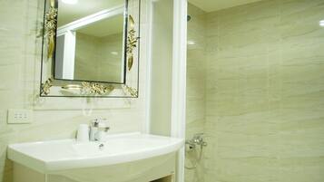 Shower, hair dryer, electronic bidet, towels