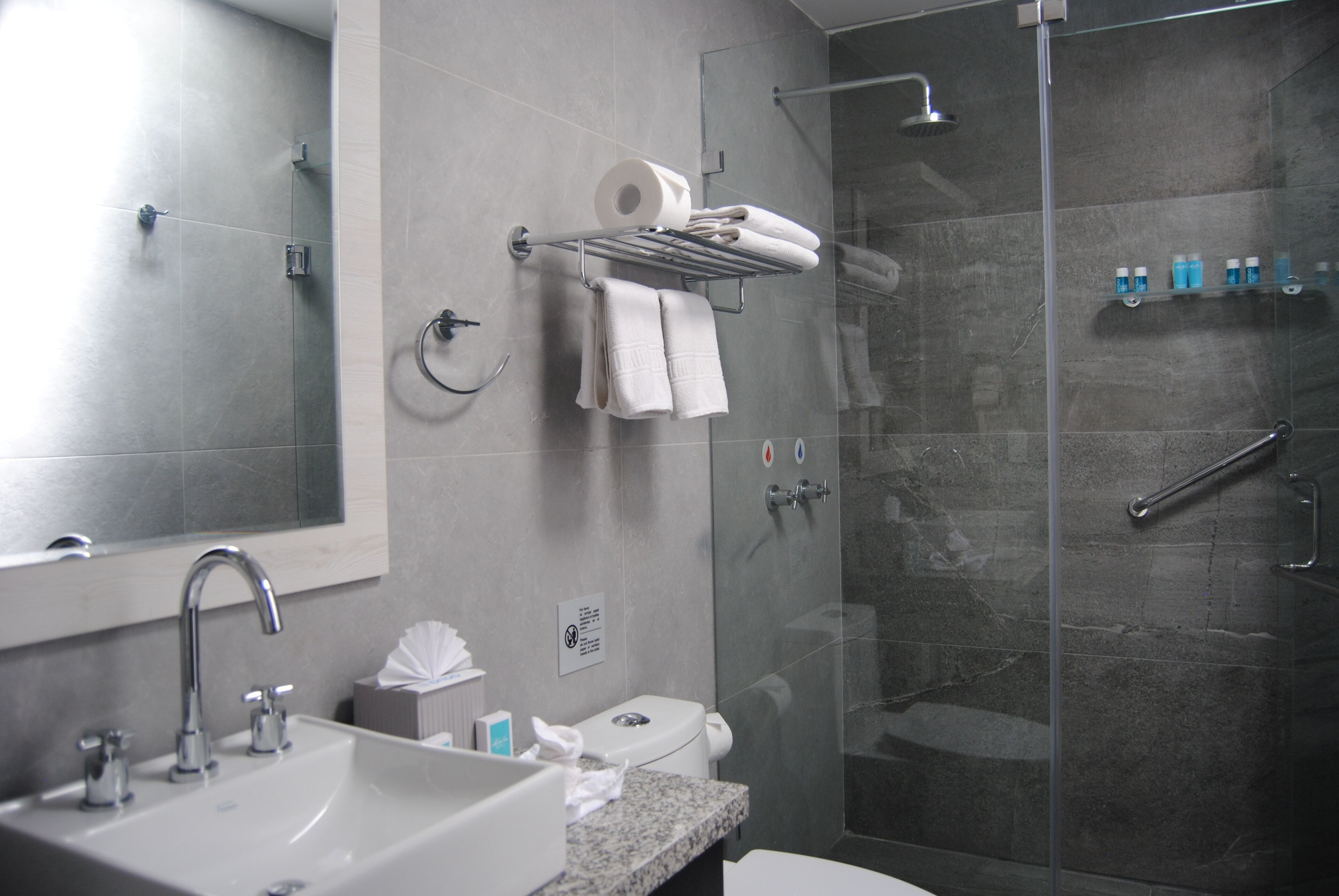 superior double or twin room | bathroom | shower, rainfall showerhead, designer toiletries, hair dryer