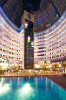 Outdoor pool, open 10:00 AM to 6:00 PM, free cabanas, sun loungers