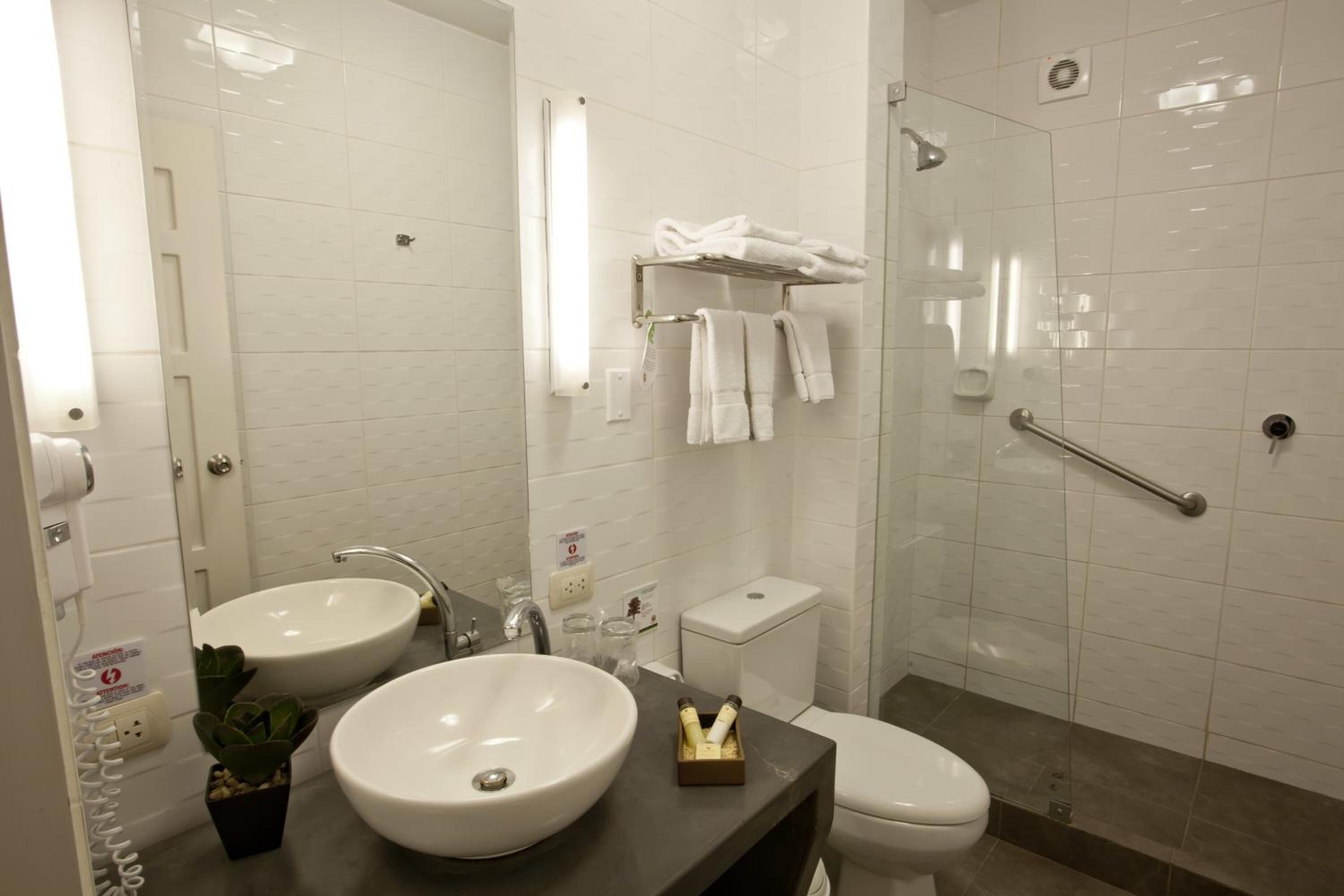 free toiletries, hair dryer, towels