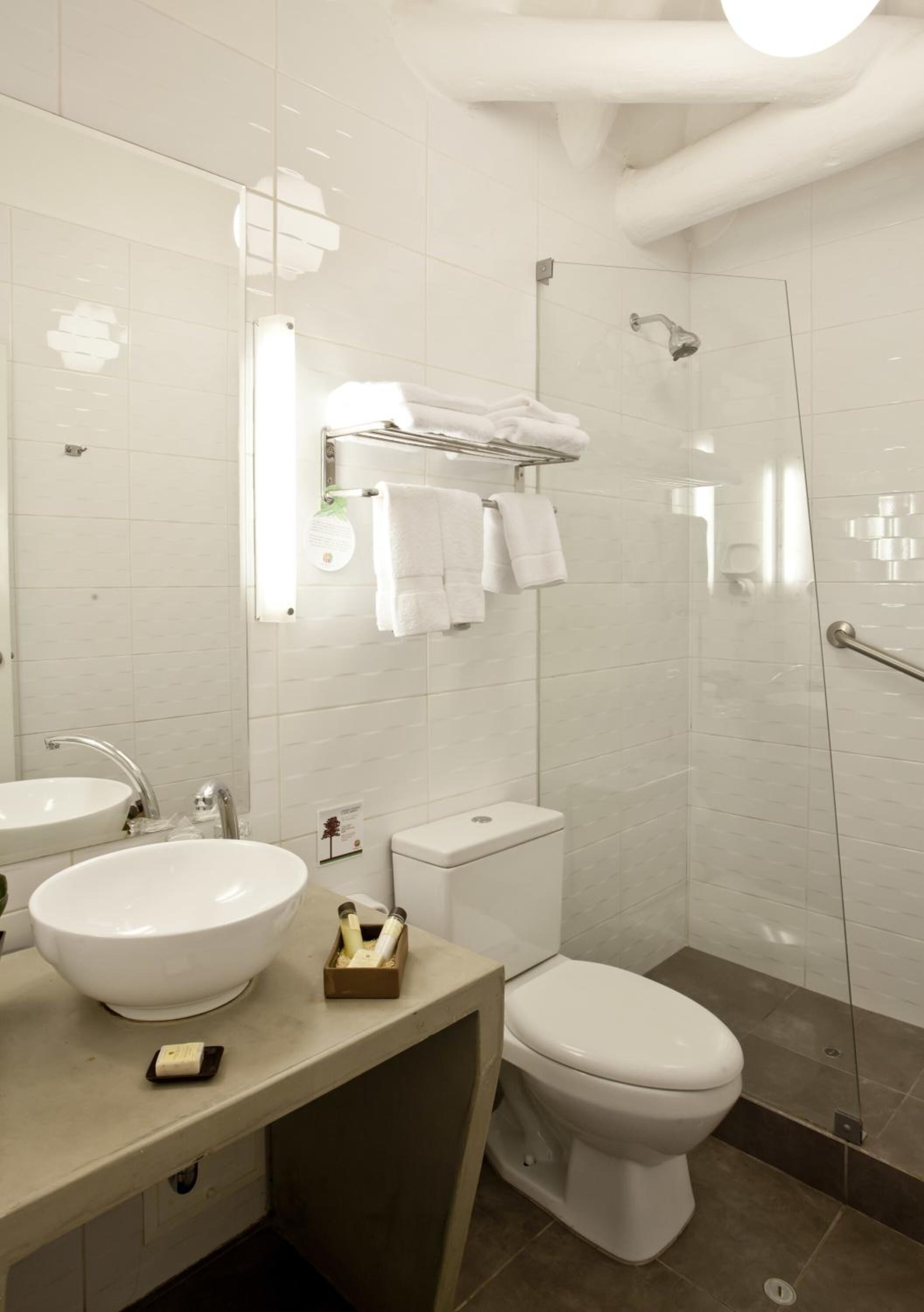 free toiletries, hair dryer, towels