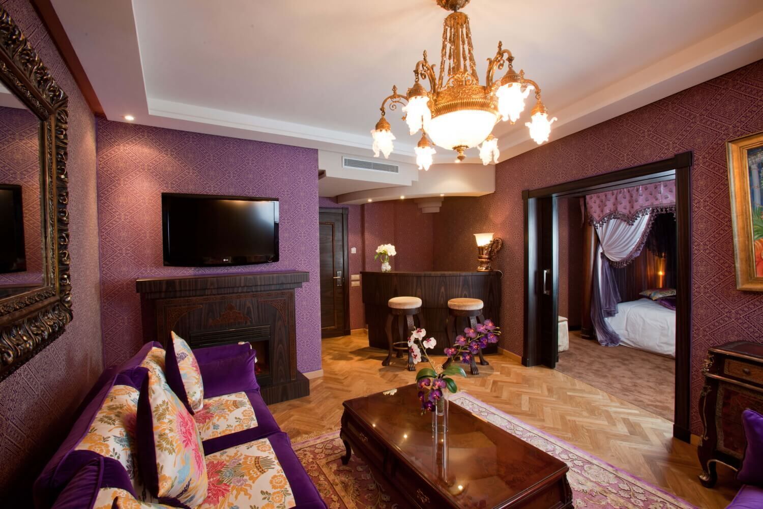 55-inch smart tv with satellite channels, fireplace, offices