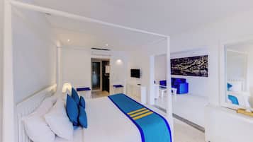 Quarto superior | Roupas de cama premium, cofres nos quartos, escrivaninha