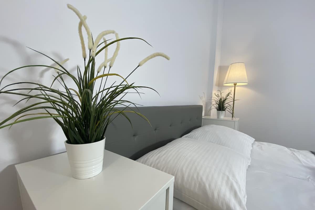 1 bedroom, desk, laptop workspace, iron/ironing board