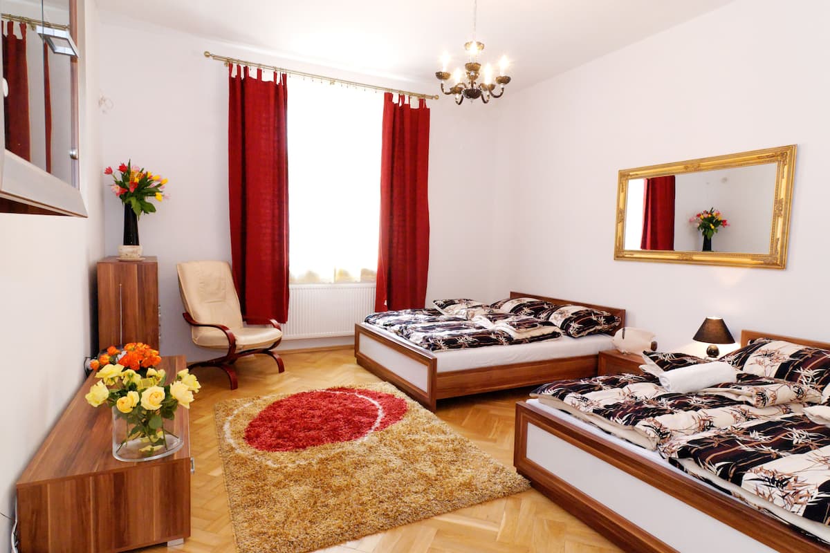 1 bedroom, desk, laptop workspace, iron/ironing board