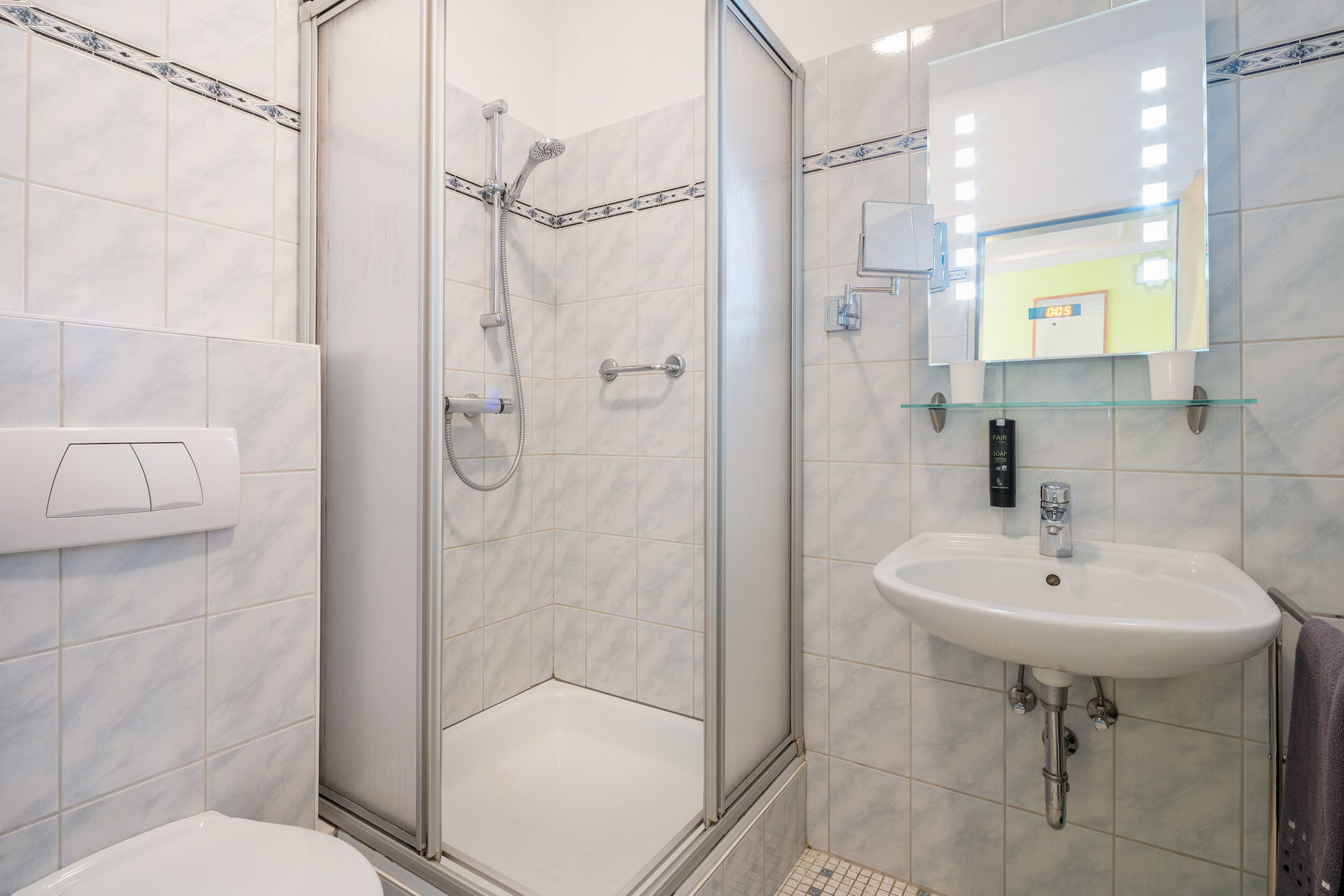 free toiletries, hair dryer, towels