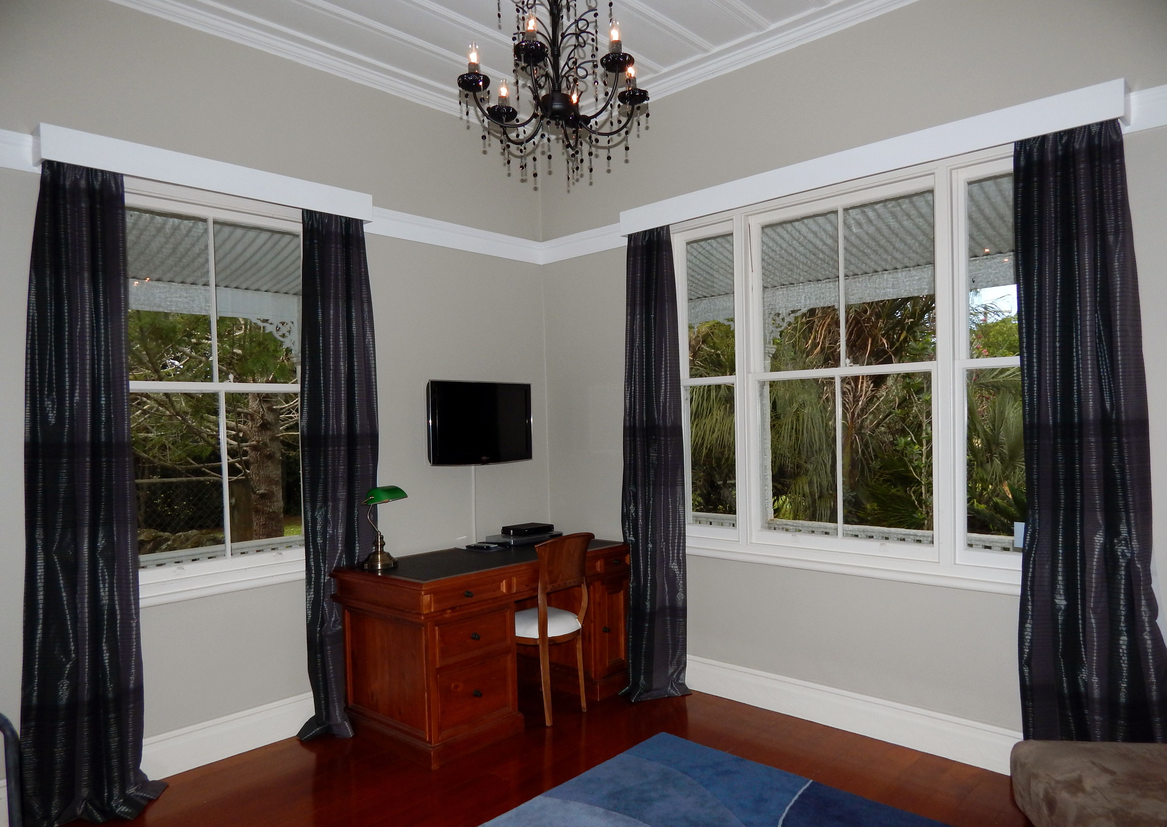 32-inch flat-screen TV with satellite channels, TV, DVD player