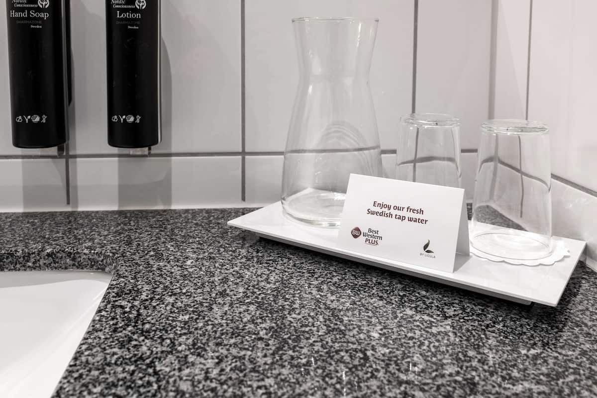 standard room, 1 queen bed, non smoking | bathroom | shower, eco-friendly toiletries, hair dryer, towels